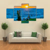 Sunset summer scene at waterfront park at coast of Montevideo city, Uruguay Multi panel canvas wall art