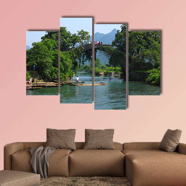 Yangshuo Fu Li bridge landscape scenery view multi panel canvas wall art