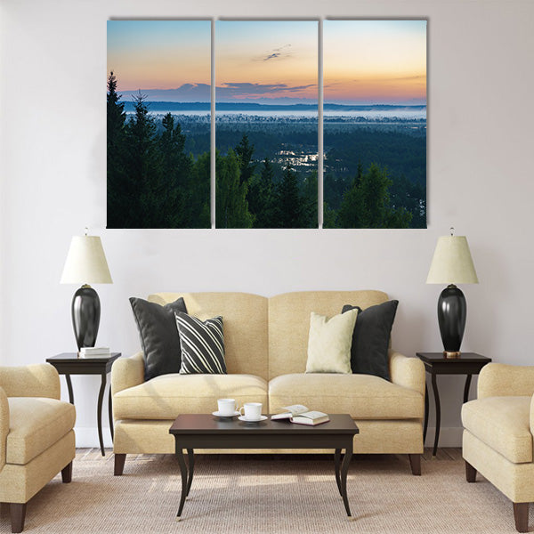 Konnu Suursoo bog, aerial view before sunrise Multi panel canvas wall art