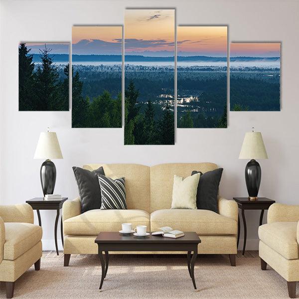 Konnu Suursoo bog, aerial view before sunrise Multi panel canvas wall art