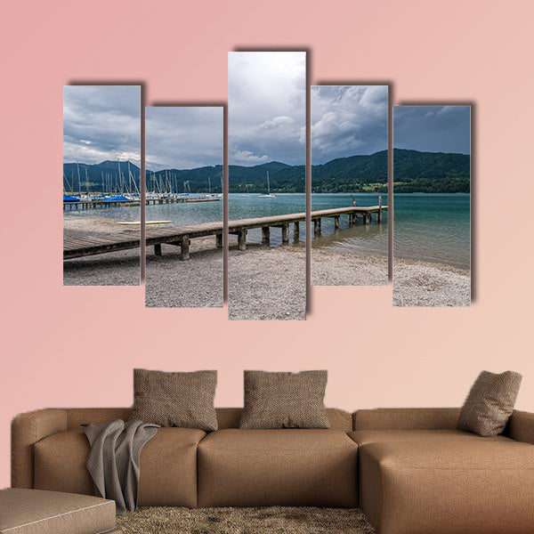The mountain lake Tegernsee in Bavaria, Germany multi panel canvas wall art