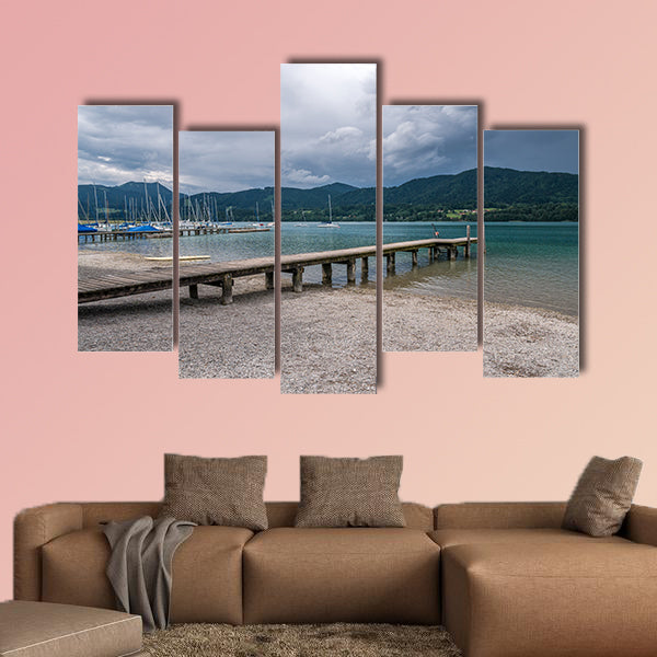 The mountain lake Tegernsee in Bavaria, Germany multi panel canvas wall art