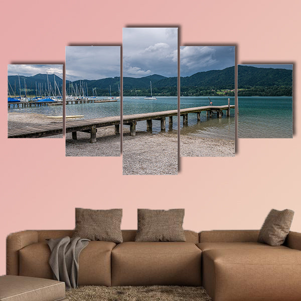 The mountain lake Tegernsee in Bavaria, Germany multi panel canvas wall art
