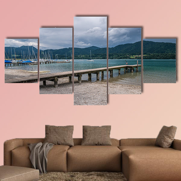 The mountain lake Tegernsee in Bavaria, Germany multi panel canvas wall art