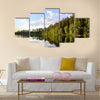 Amazing view of reflection of clouds and trees multi panel canvas wall art