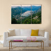 Bay of Kotor with birds-eye view. The town of Kotor, Muo, Prcanj, Tivat. View of the mountains, sea, clouds Multi panel canvas wall art