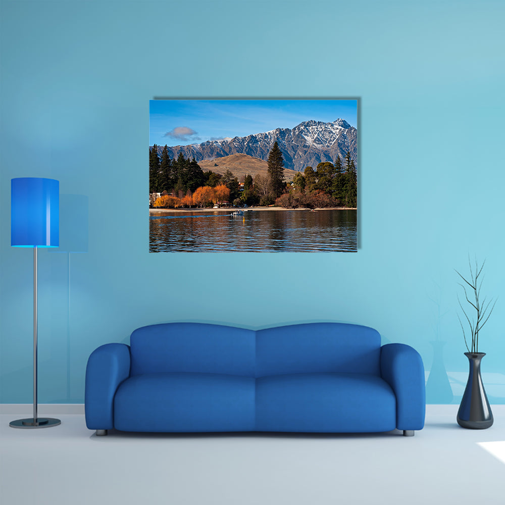 A beautiful view of Queenstown and Mt Remarkable in New Zealand Multi Panel Canvas Wall Art