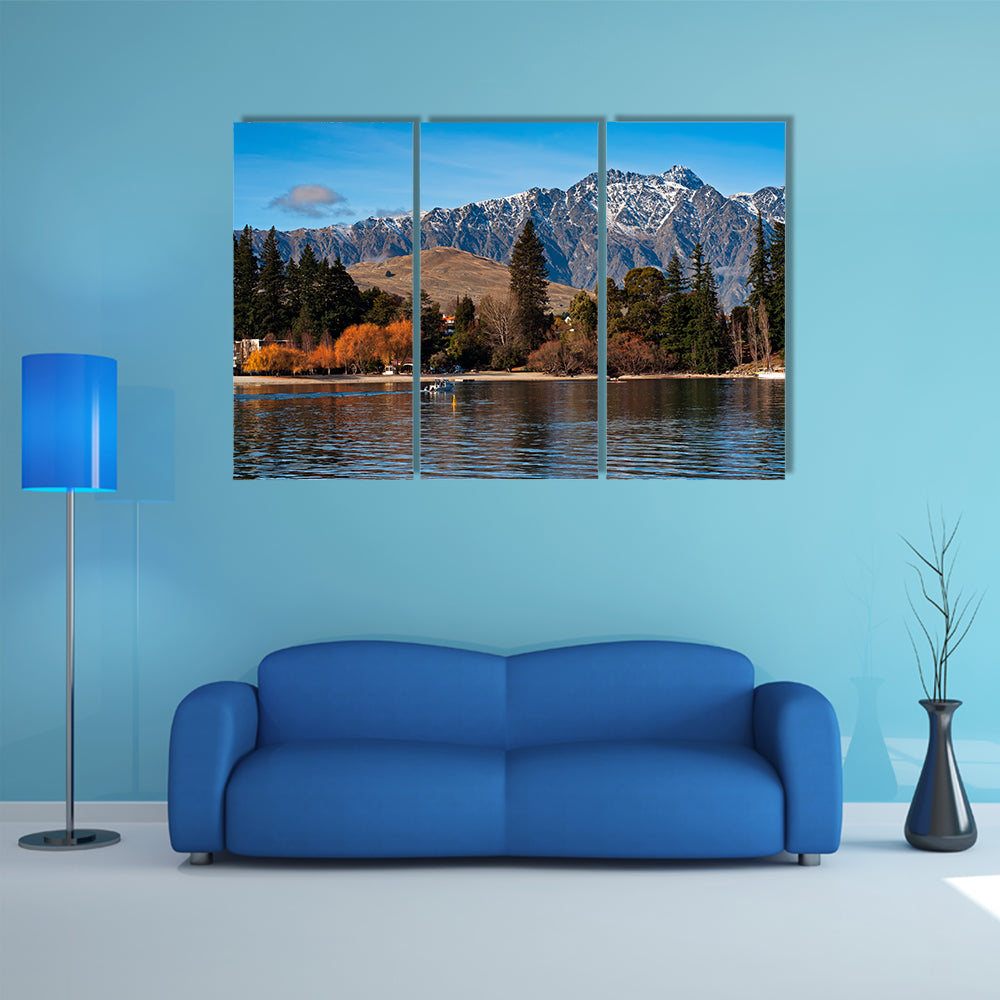 A beautiful view of Queenstown and Mt Remarkable in New Zealand Multi Panel Canvas Wall Art