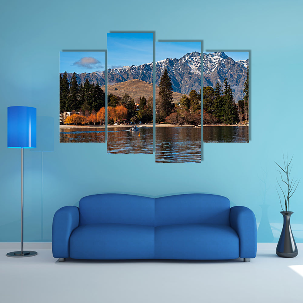 A beautiful view of Queenstown and Mt Remarkable in New Zealand Multi Panel Canvas Wall Art