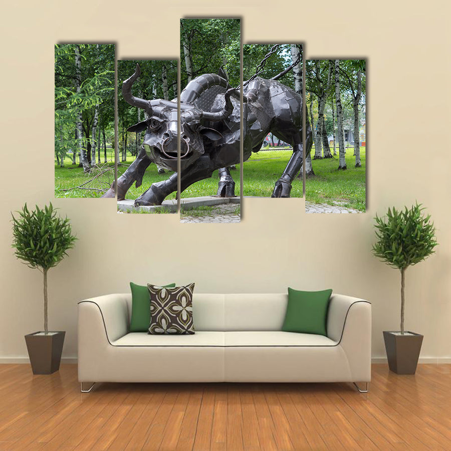 KHABAROVSK, RUSSIA, Zodiac sign Taurus in the Park at the Amur Boulevard, Multi Panel Canvas Wall Art