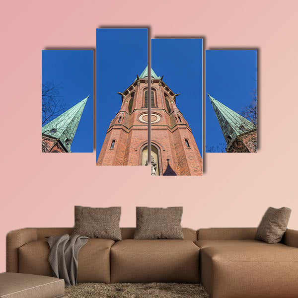 Towers of the Lamberti church in Oldenburg, Germany canvas wall art
