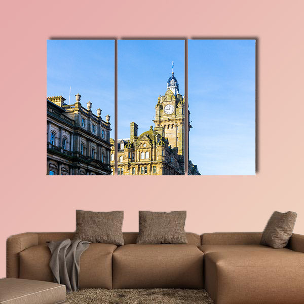 Antique city building in Edinburgh multi panel canvas wall art