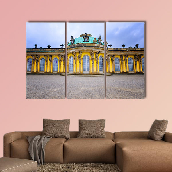 Front of Sans Souci palace in Potsdam, Berlin, Germany, Europe multi panel canvas wall art
