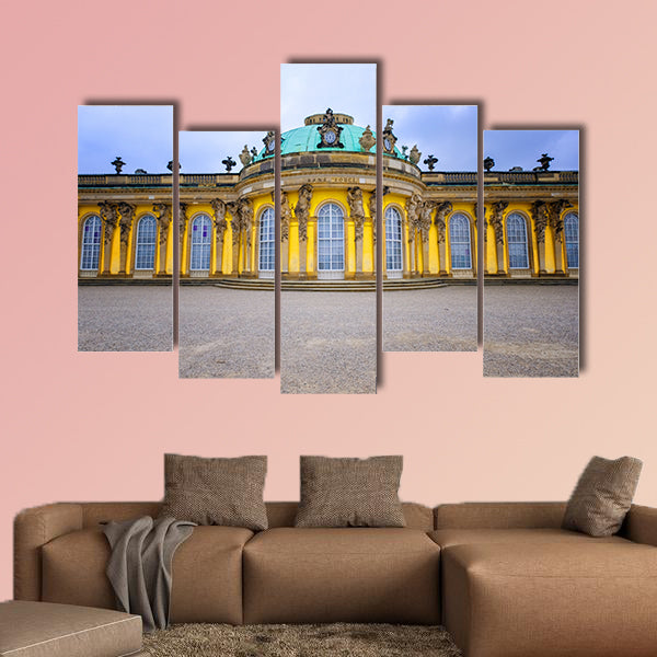 Front of Sans Souci palace in Potsdam, Berlin, Germany, Europe multi panel canvas wall art