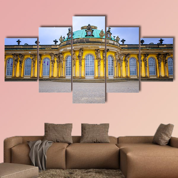 Front of Sans Souci palace in Potsdam, Berlin, Germany, Europe multi panel canvas wall art