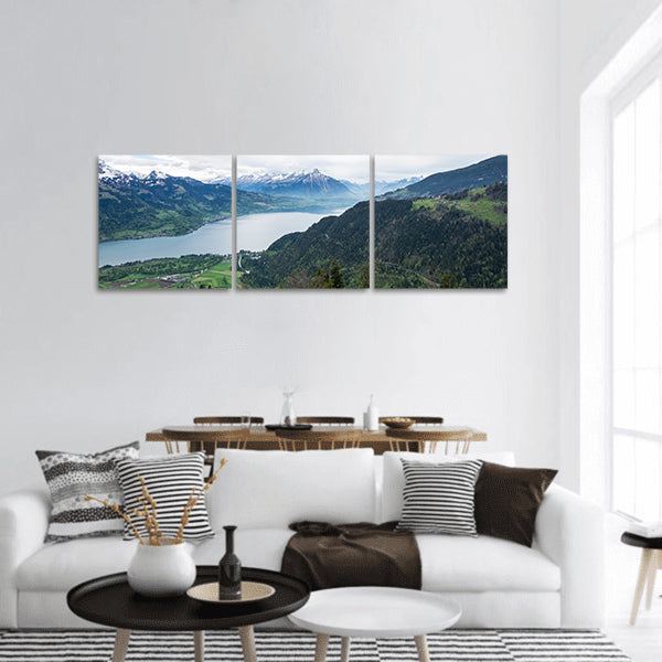 Landscape of Thun Lake on the right from Harder Kulm Panoramic Canvas Wall Art