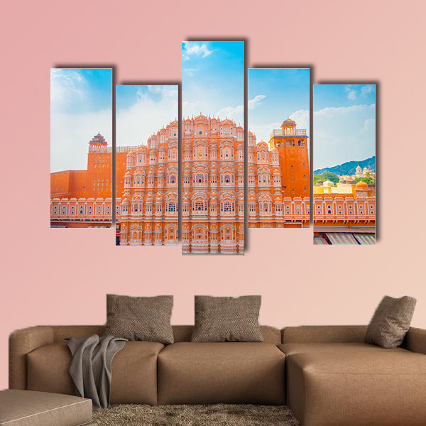 Hawa Mahal is a five-tier harem wing of the palace, India multi panel canvas wall art