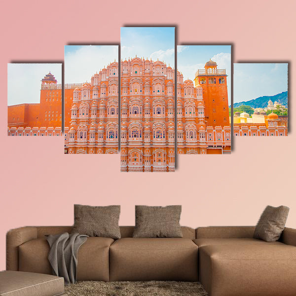 Hawa Mahal is a five-tier harem wing of the palace, India multi panel canvas wall art