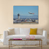 American Airline take off from the busy Los Angeles International Airport multi panel canvas wall art