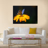 Blue butterfly on yellow flower Multi Panel Canvas Wall Art