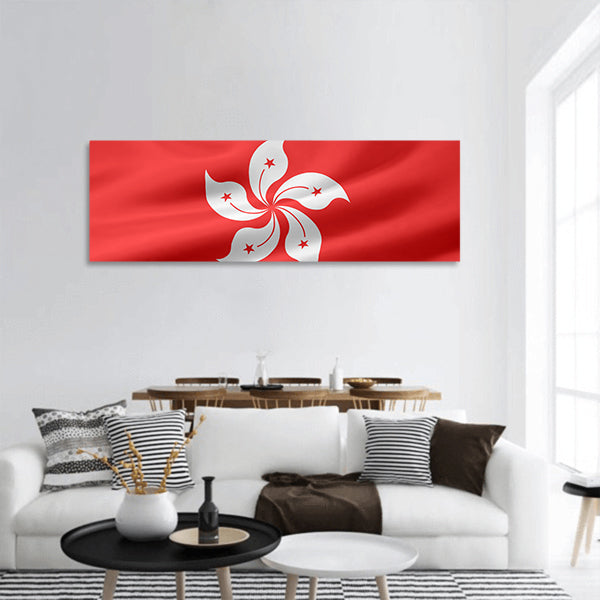 Flag of Hong Kong  Panoramic Canvas Wall Art