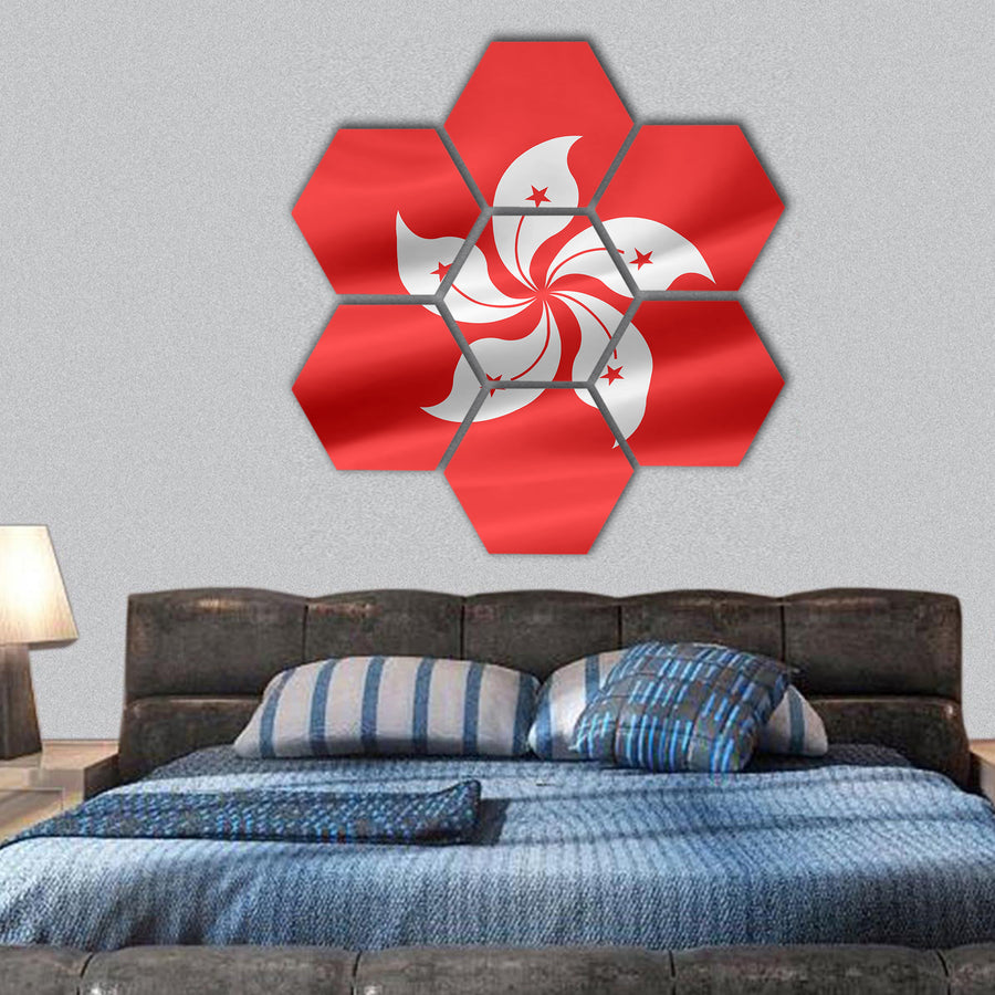Flag of Hong Kong hexagonal canvas wall art