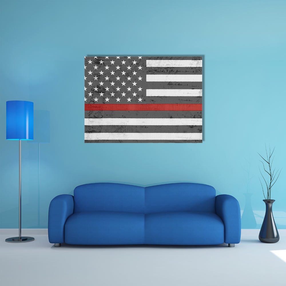 Weathered United States of America thin red line Flag Multi panel canvas wall art