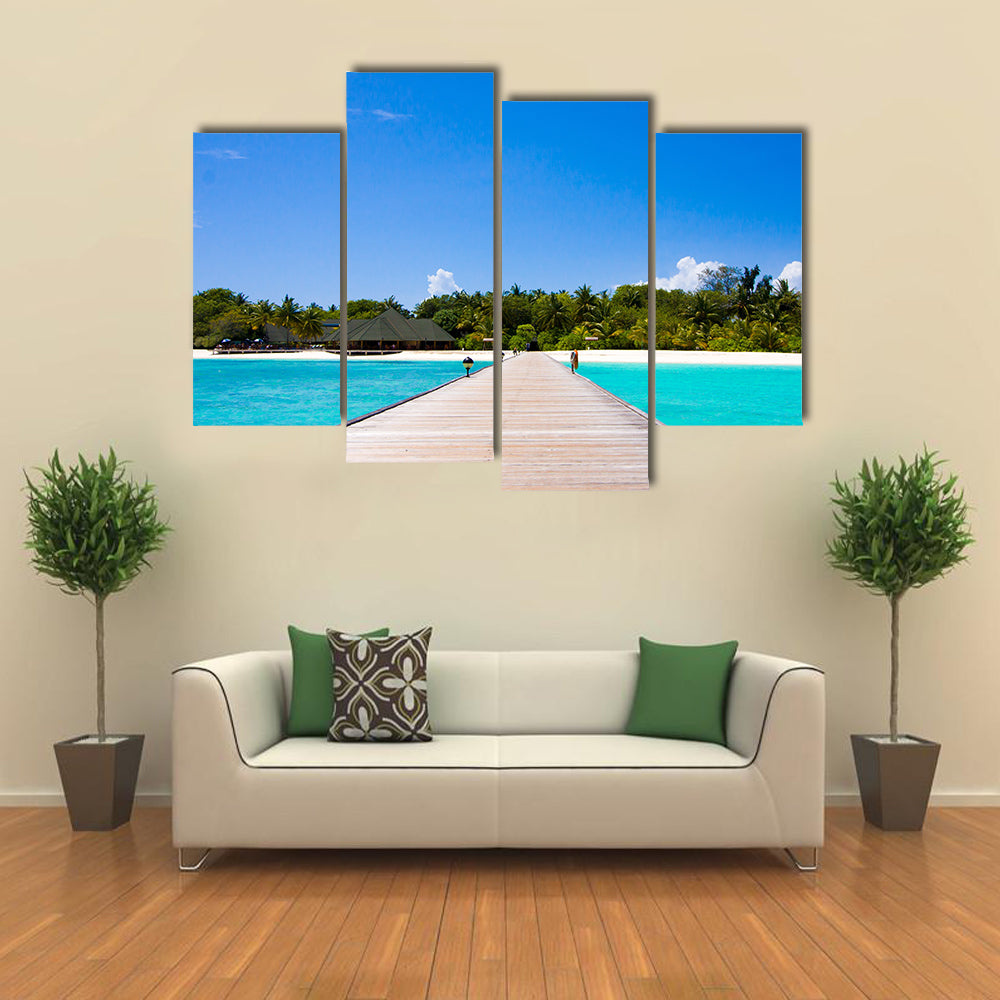 The Beauty Of The Beach Located In The Maldives, Multi Panel Canvas Wall Art