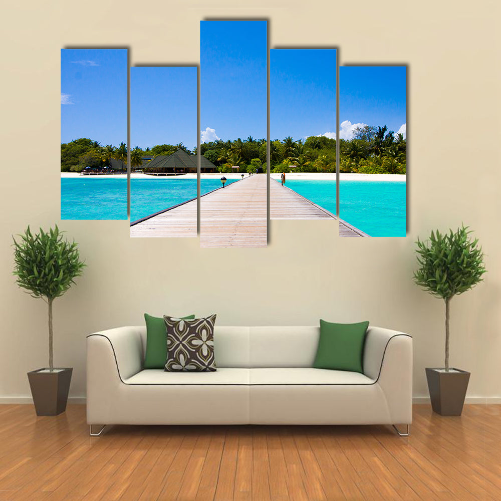 The Beauty Of The Beach Located In The Maldives, Multi Panel Canvas Wall Art