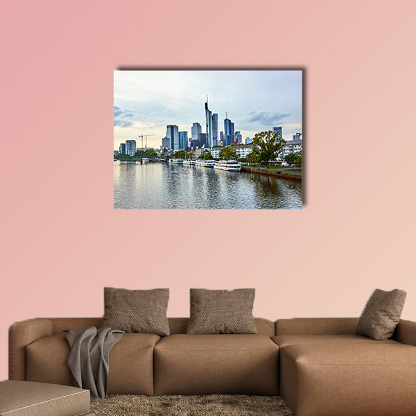 View of Frankfurt am Main skyline multi panel canvas wall art