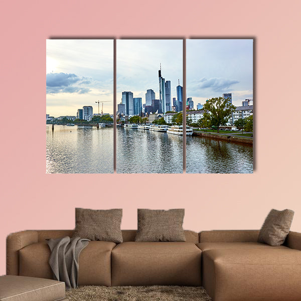 View of Frankfurt am Main skyline multi panel canvas wall art