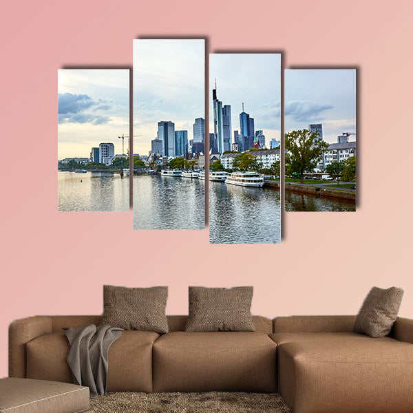 View of Frankfurt am Main skyline multi panel canvas wall art