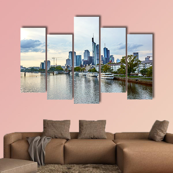 View of Frankfurt am Main skyline multi panel canvas wall art