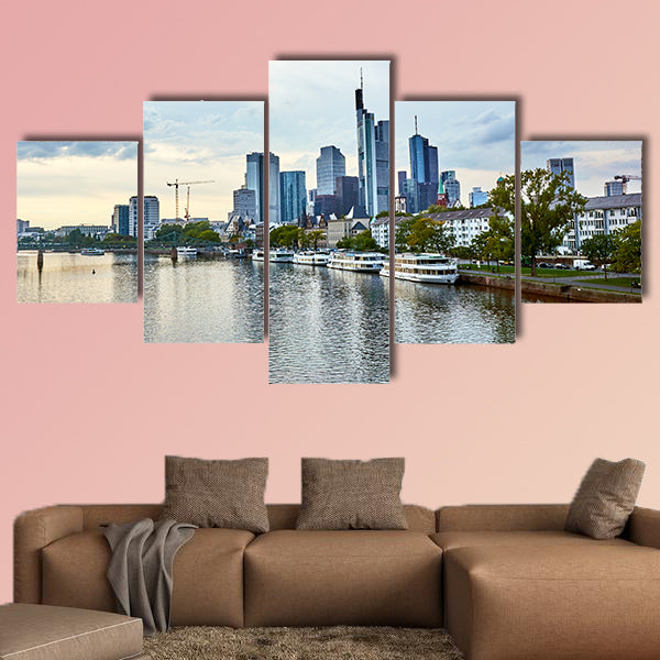 View of Frankfurt am Main skyline multi panel canvas wall art