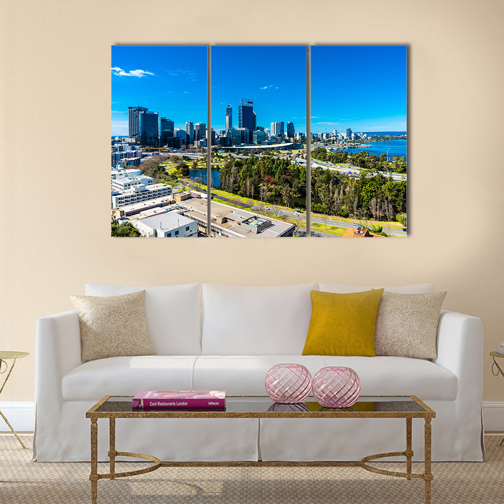 The beautiful view of kings Park and Perth city multi panel canvas wall art