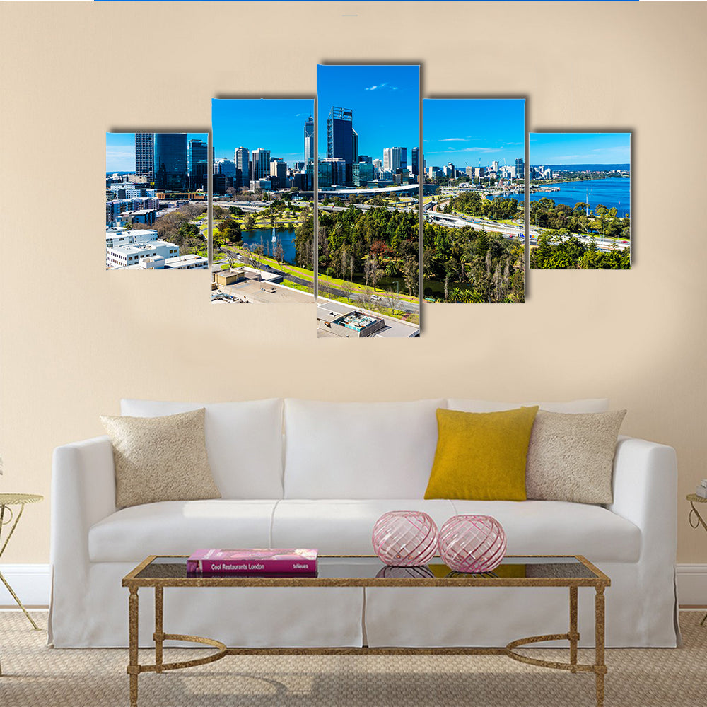 The beautiful view of kings Park and Perth city multi panel canvas wall art
