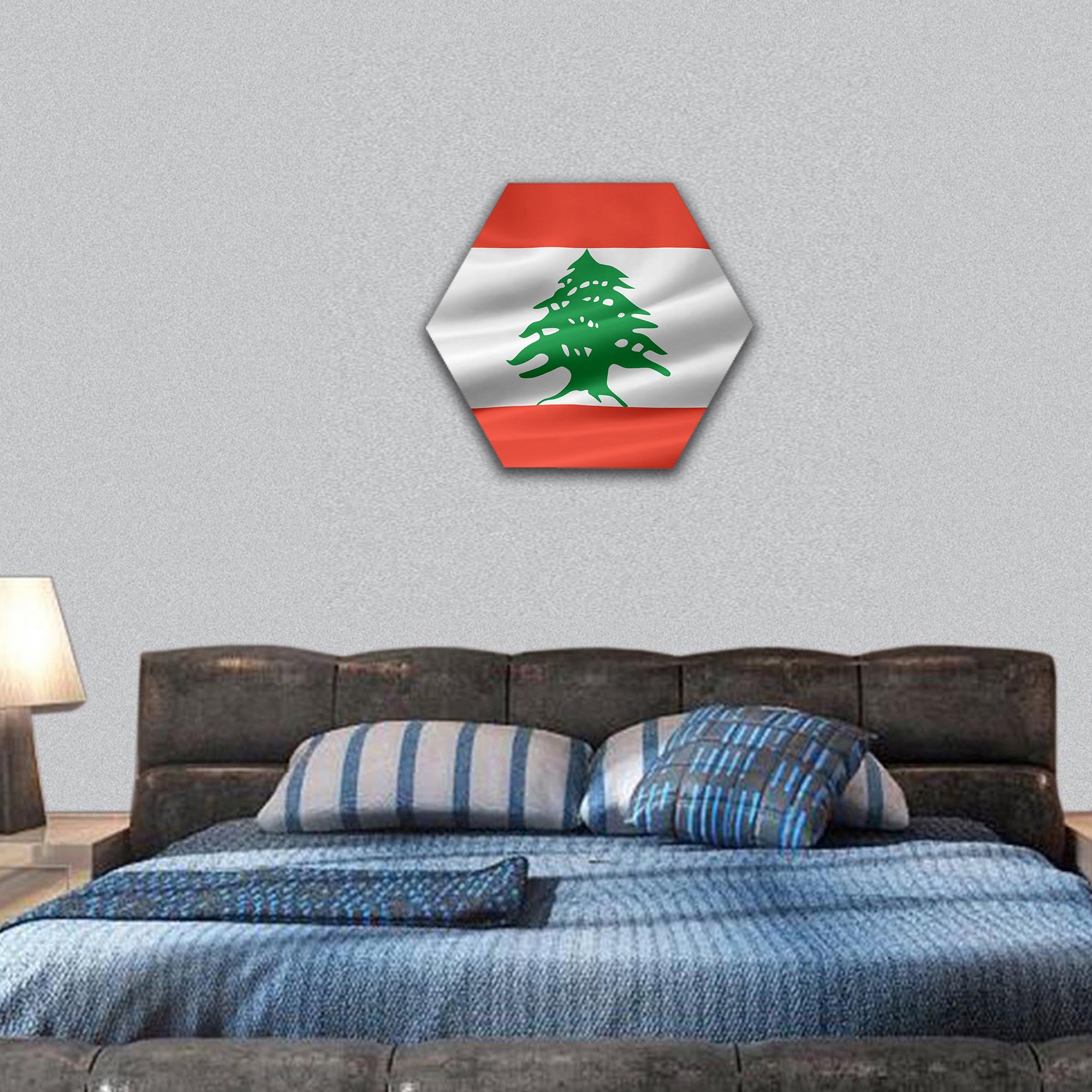 Flag of Lebanon hexagonal canvas wall art