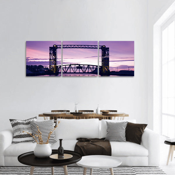 Sunset, bridge and two lighthouses - Cleveland, Ohio, USA Panoramic Canvas Wall Art