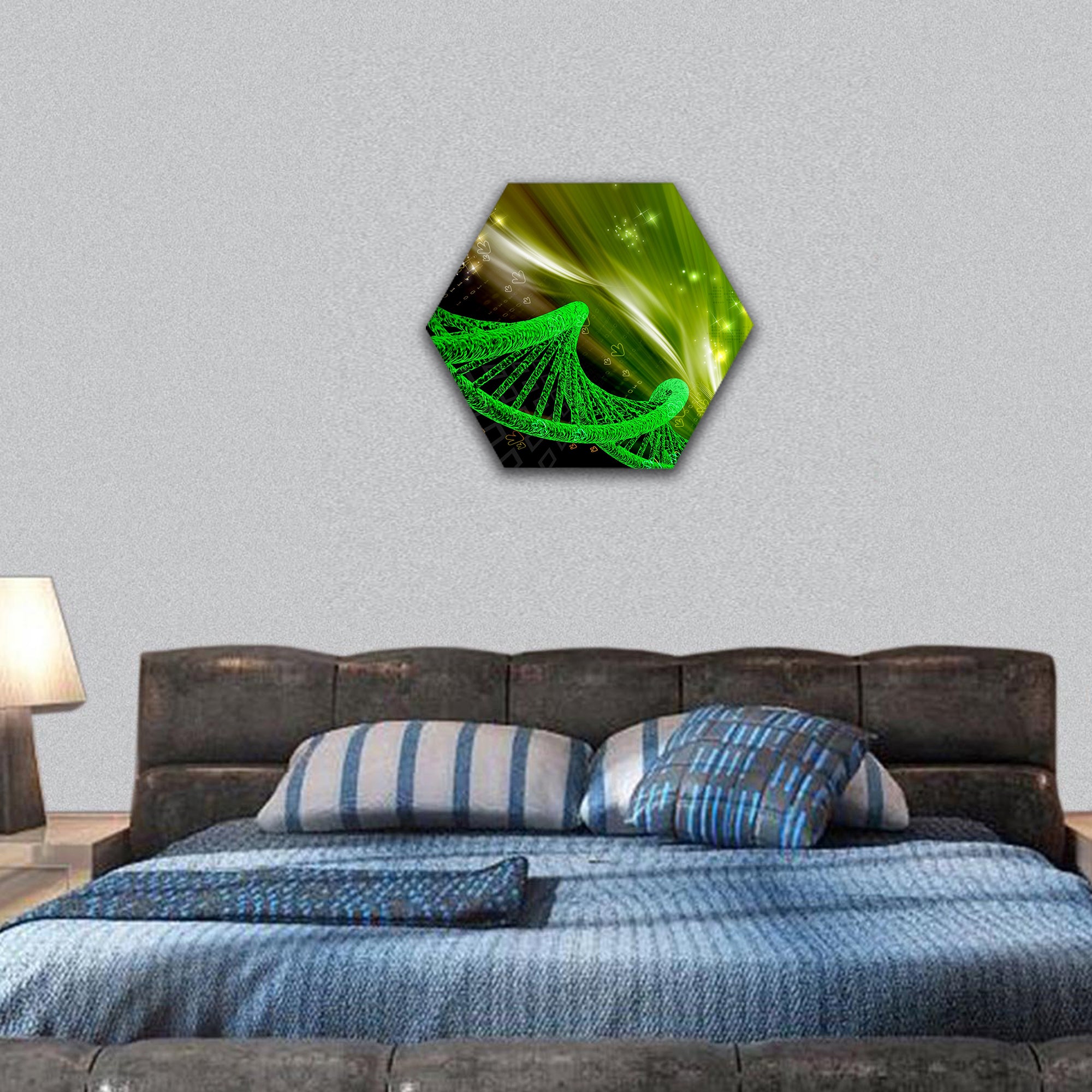 digital illustration DNA structure hexagonal canvas wall art