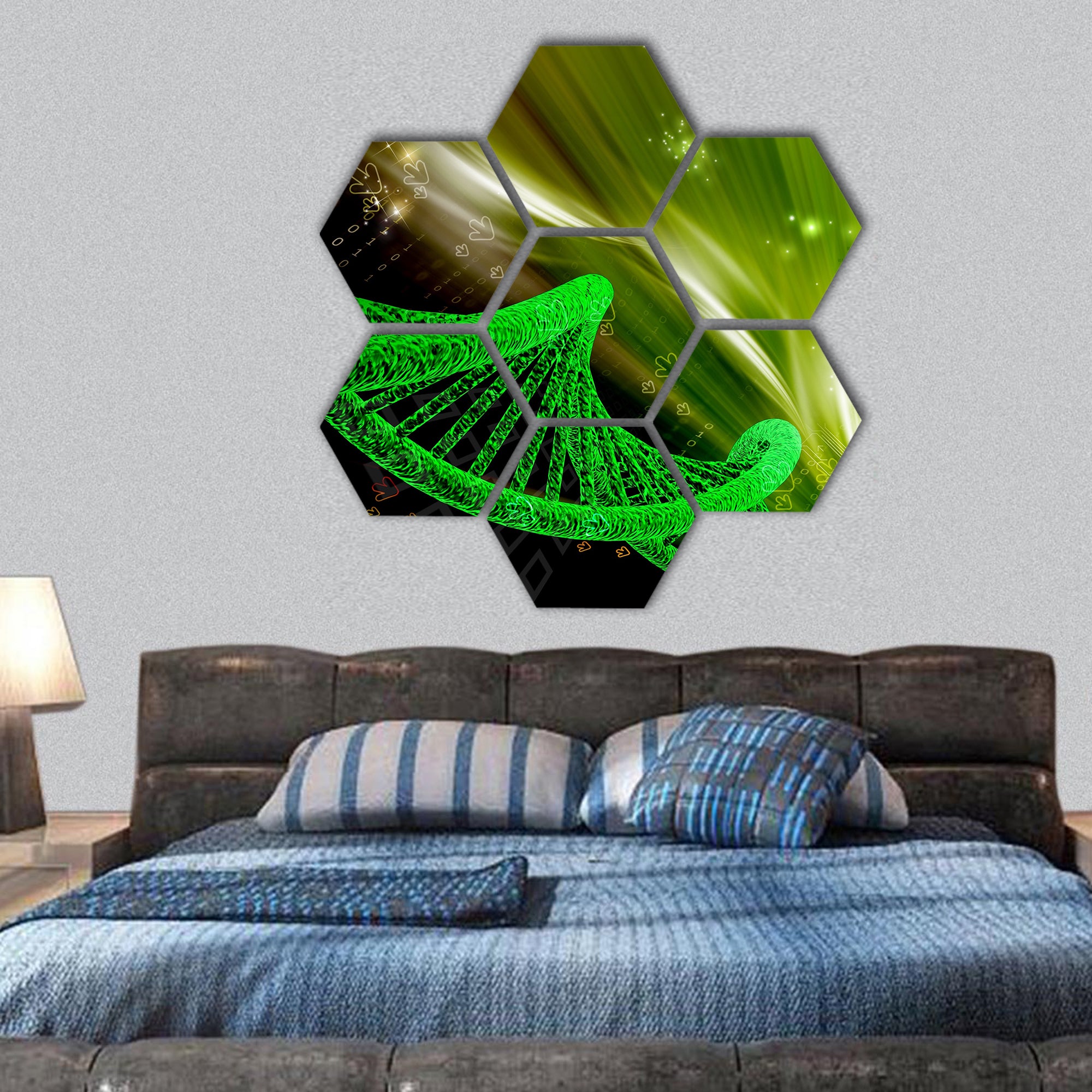 digital illustration DNA structure hexagonal canvas wall art