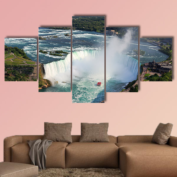 Horseshoe Falls in Niagara, aerial view Multi panel canvas wall art