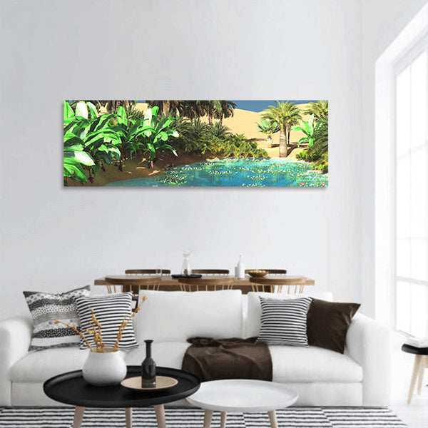Tropical vegetation on wasteland, 3d rendering Panoramic Canvas Wall Art