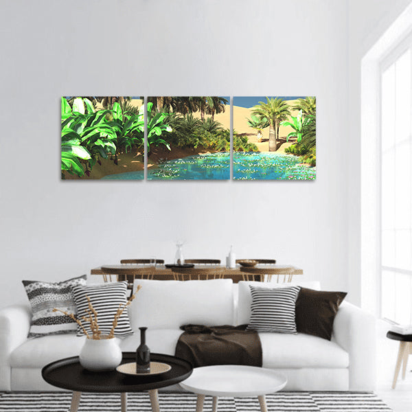 Tropical vegetation on wasteland, 3d rendering Panoramic Canvas Wall Art