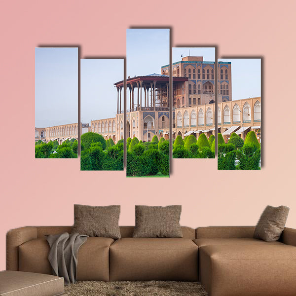 Morning time view of Ali Qapu Palace in Iran multi panel canvas wall art
