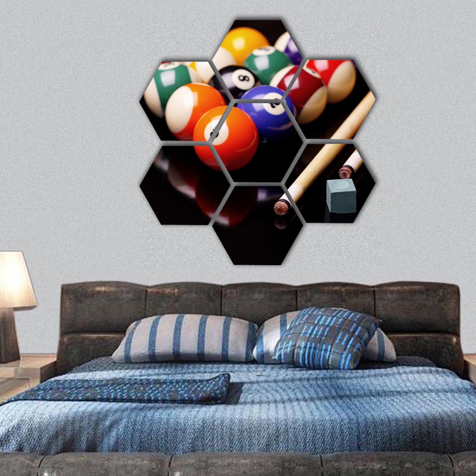 Billiard time hexagonal canvas wall art
