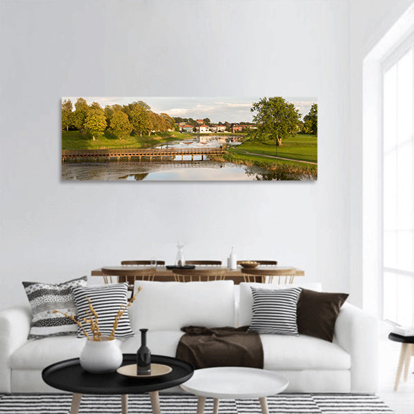 Bridge over the moat panoramic canvas wall art