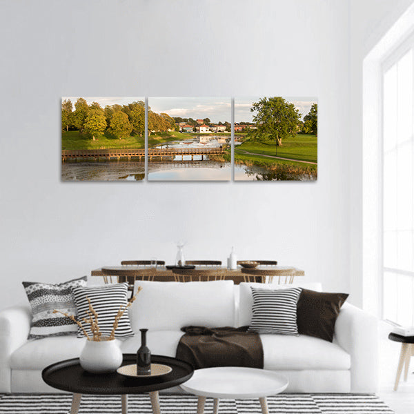Bridge over the moat panoramic canvas wall art