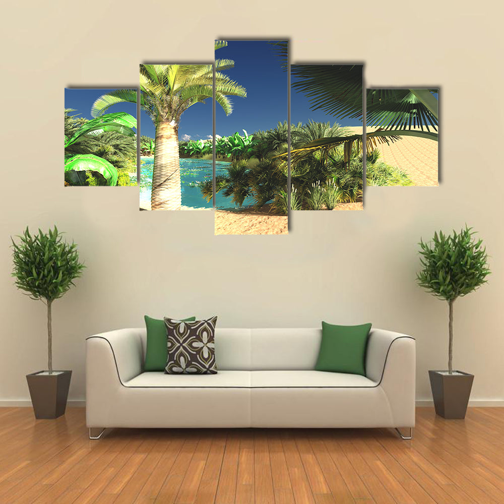 Lavish Spectacular Plants On Wasteland Later In The Day In The Libya, Multi Panel Canvas Wall Art
