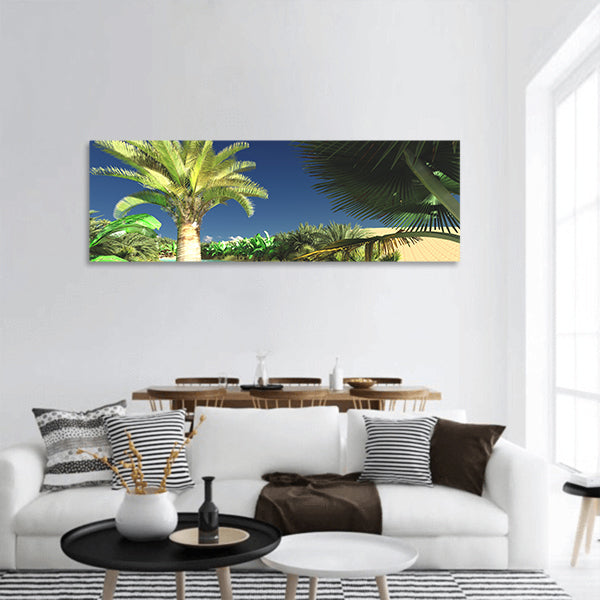 Lavish spectacular plants on wasteland 3d rendering Panoramic Canvas Wall Art