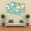 World Map with Landmark of Famous Country Symbol multi panel canvas wall art